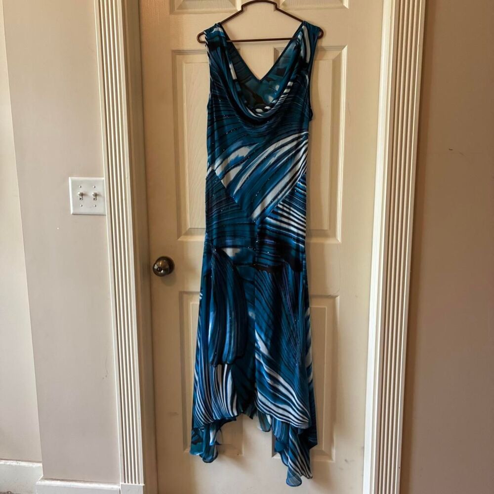 Unbranded Women's Blue and White Formal-dresses